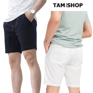 Quần Short Đùi Ngắn Mẫu Trơn, Chất kaki Dày Dặn Thoáng Mát Mặc Hè Đủ Mẫu Dây Rút Dài hai màu đen, trắng - tamshop
