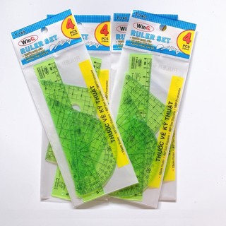 Thước bộ dẻo vẽ kỹ thuật bộ 4 món winq / win-q qui lực t-140 / t140 /t 140, không bị mờ số, bong tróc - hàng chính hãng