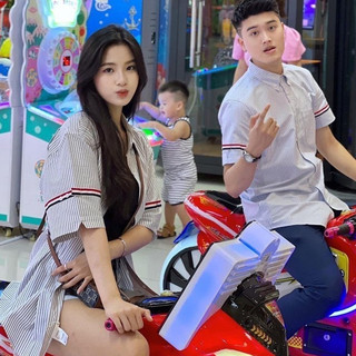 Áo sơ mi thom kẻ xám dài_cộc tay quanaophukien - áo sơ mi thom cực đẹp hot trend 2024