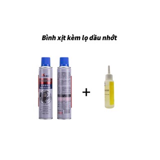 Combo bình xịt kèm chai dầu tra xích chuyên dụng siêu tiện lợi