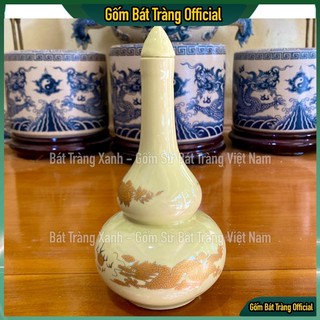 Nậm rượu thờ cúng 2 bầu men ngà vàng chuẩn bát tràng