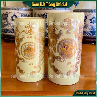Lọ đựng hương, Ống cắm hương Bát Tràng Men Ngà Vàng Kim