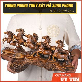 Tượng Bát Mã Truy Phong - Tượng Trang Trí Decor Kệ Tủ Tượng Phong Thuỷ Dùng Làm Quà Tân Gia, Quà Khai Trương