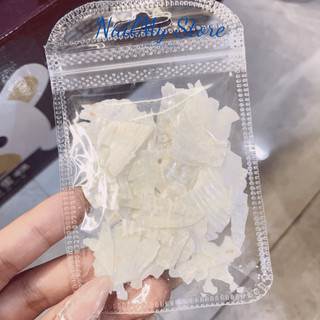 Xà cừ trắng ánh ngọc trai, xà cừ trang trí móng tay đắp gel ẩn, phụ kiện nail