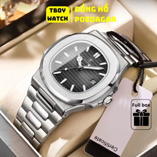 Đồng hồ nam chính hãng POEDAGAR 613 cao cấp dây kim loại bạc kim dạ quang phát sáng chống nước tốt