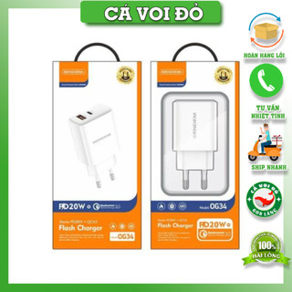 Củ sạc nhanh 2 cổng sendem og34 chuẩn châu âu pd20w