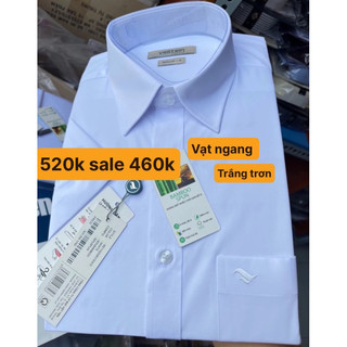 Áo sơ mi việt tiến trắng giá 520k sale 460k form regular