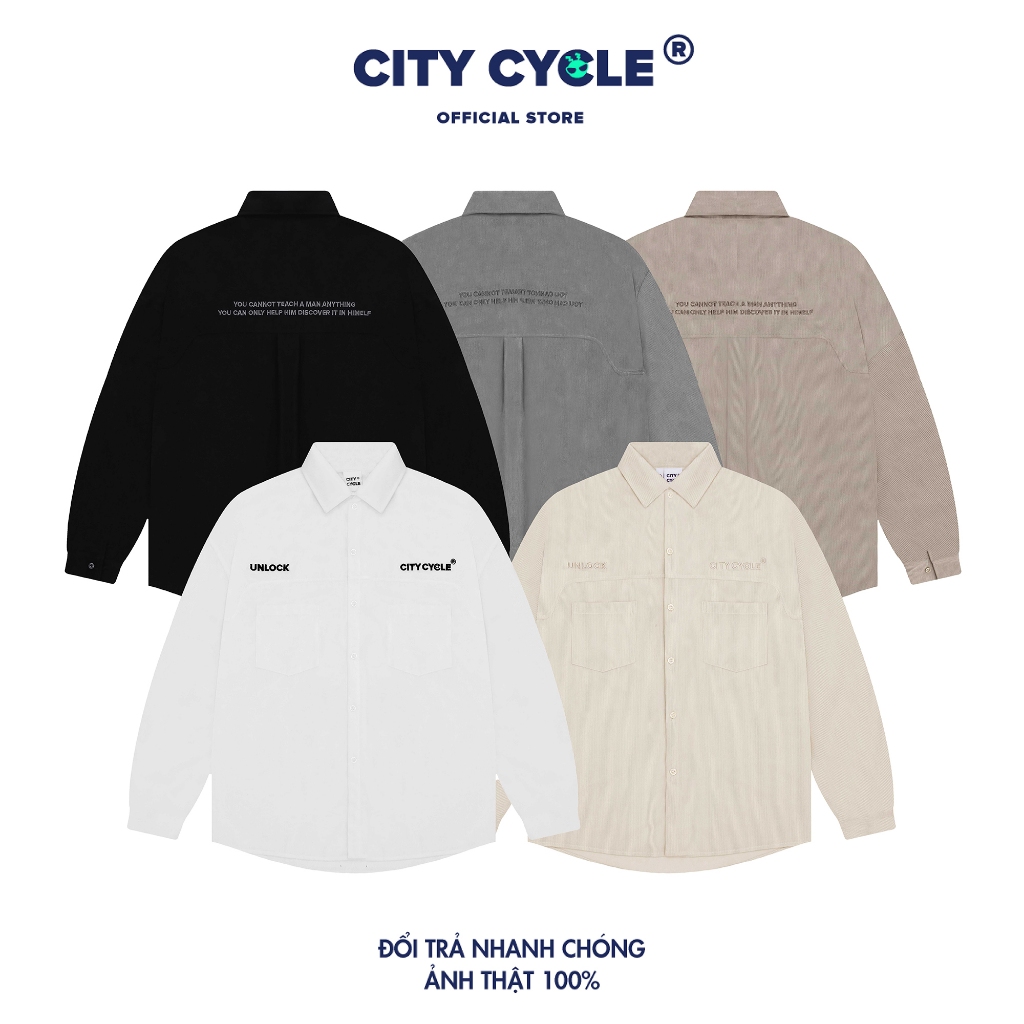 Áo Sơ Mi Local Brand Nhung Tăm Pocket City Cycle form rộng nam nữ oversize unisex