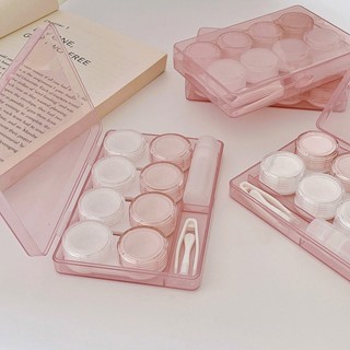 hộp đựng lens Khay đựng lens 4 cặp kèm dụng cụ và lọ ngâm mini inshộp đựng kính áp tròng có gương