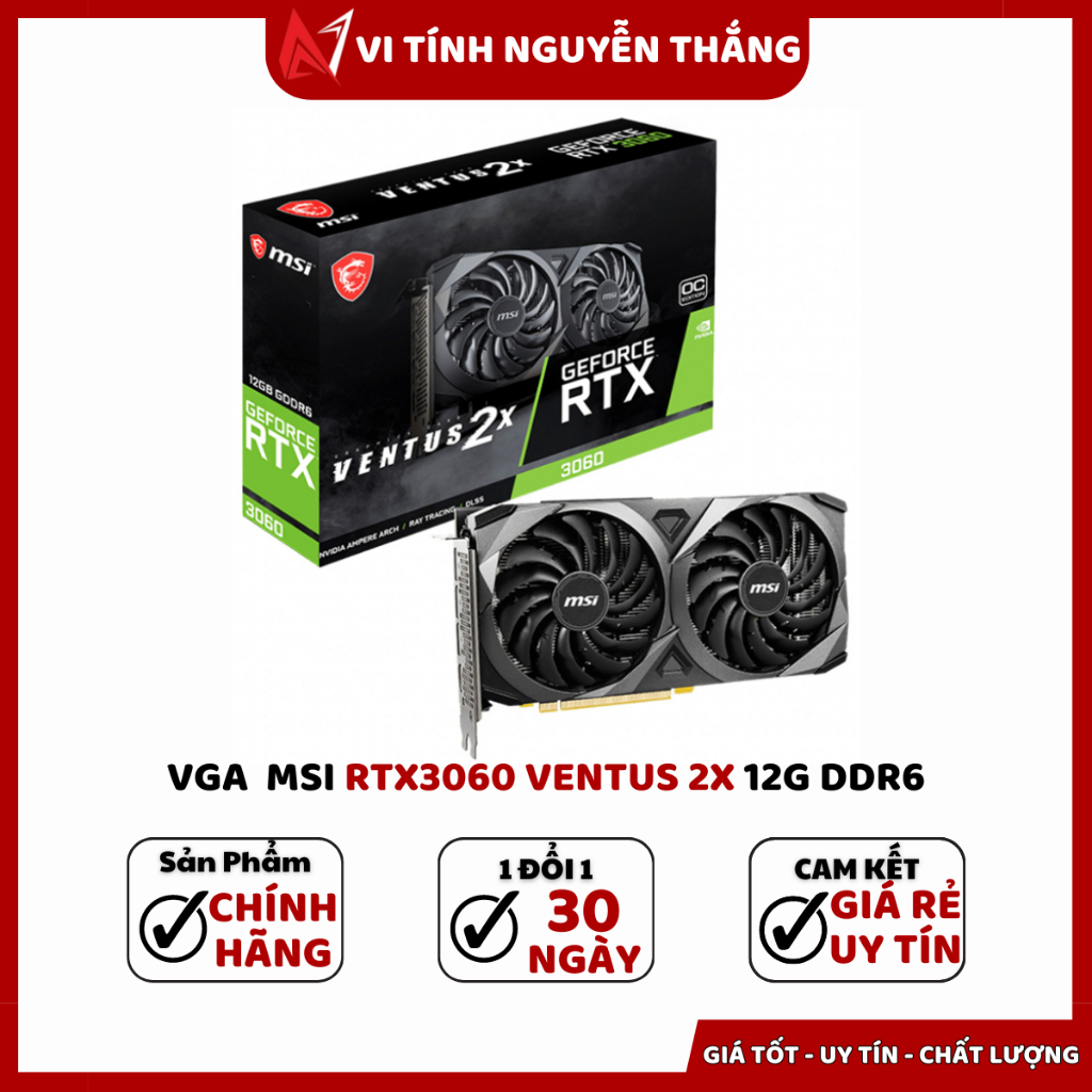 Vga - Card màn hình MSI GeForce RTX 3060 12GB Ventus 2X OC