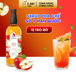 Siro Táo Đỏ Pomona Apple Syrup Nguyên Liệu Pha Chế Hàn Quốc Chai Thủy Tinh 1 Lít