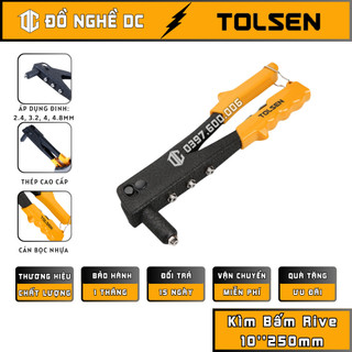 Kìm bấm rive, kềm bám rive nhôm 10''250mm, kìm rút đinh cao cấp 43001 tolsen thép cao cấp dùng để bấm tán đinh rive