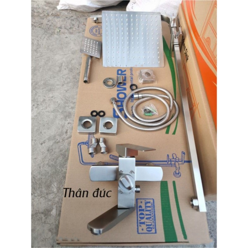 Sen Cây Tắm Đứng Thân Đúc Nóng Lạnh INOX 304 Vuông - Sunny Store