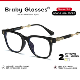 Gọng kính cận mắt vuông thời trang nam nữ Braby Glasses nhựa lõi thép chống gãy thiết kế tinh tế sang trọng MK49