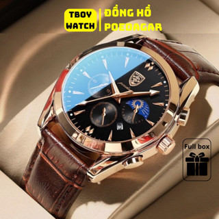 Đồng hồ nam chính hãng dây da POEDAGAR 6198 sang trọng cao cấp đeo tay dành cho nam giới