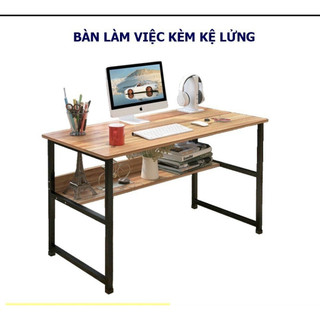  Bàn làm việc gỗ Bàn kệ lửng chân sắt dùng cho văn phòng học bài để máy tính cho học sinh sinh viên 