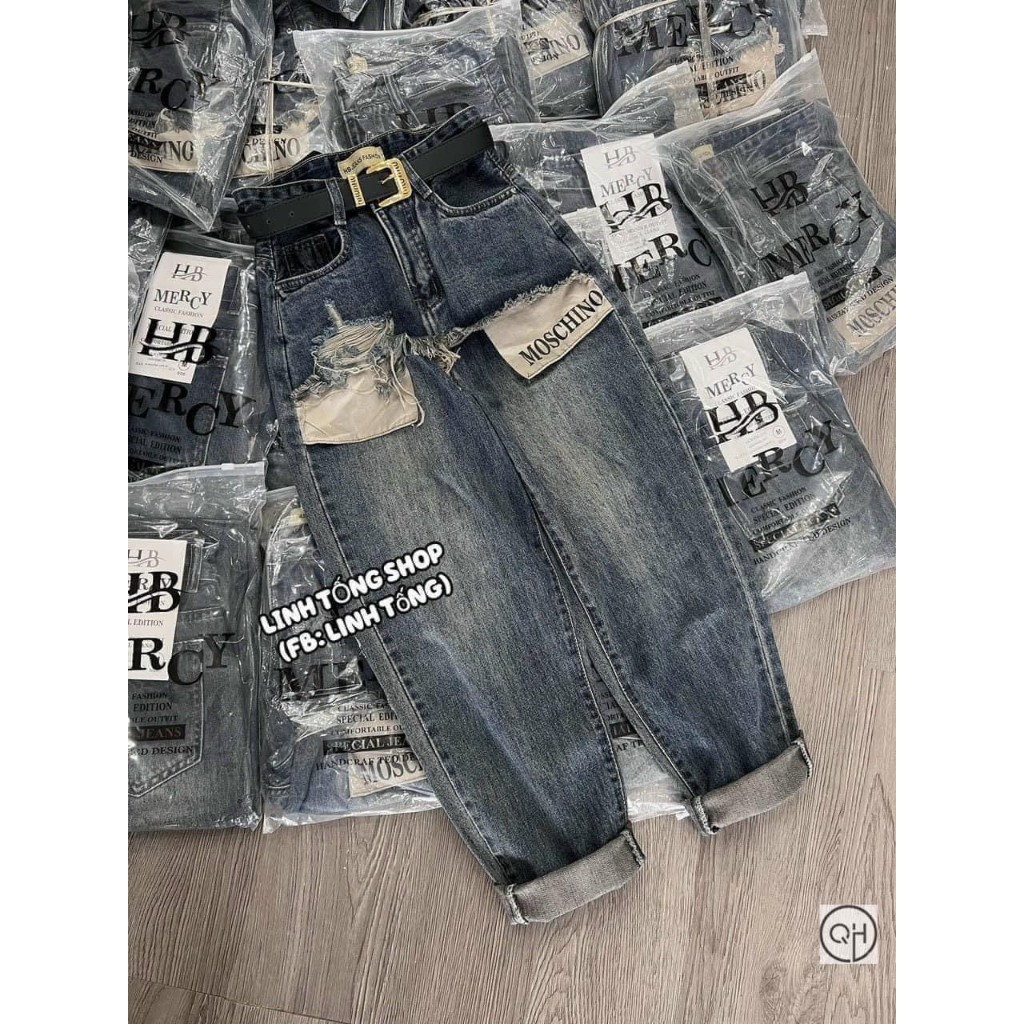 Quân jean baggy nữ thời trang màu xanh xám, quần bò nữ xinh xắn chất mịn đẹp | BigBuy360 - bigbuy360.vn