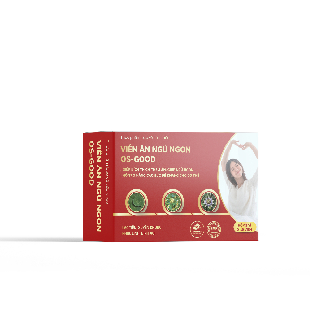 Viên Uống Ăn Ngủ Ngon Hỗ Trợ Ăn Ngon Miệng, Giúp Ngủ Ngon, Sâu Giấc, Giảm Căng Thẳng Mệt Mỏi Santafa Hộp 30 Viên