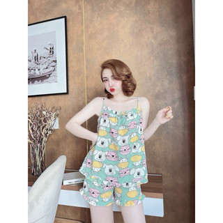 Bộ Lụa Mặc Nhà Mát, Đồ Ngủ 2 Dây Dễ Thương