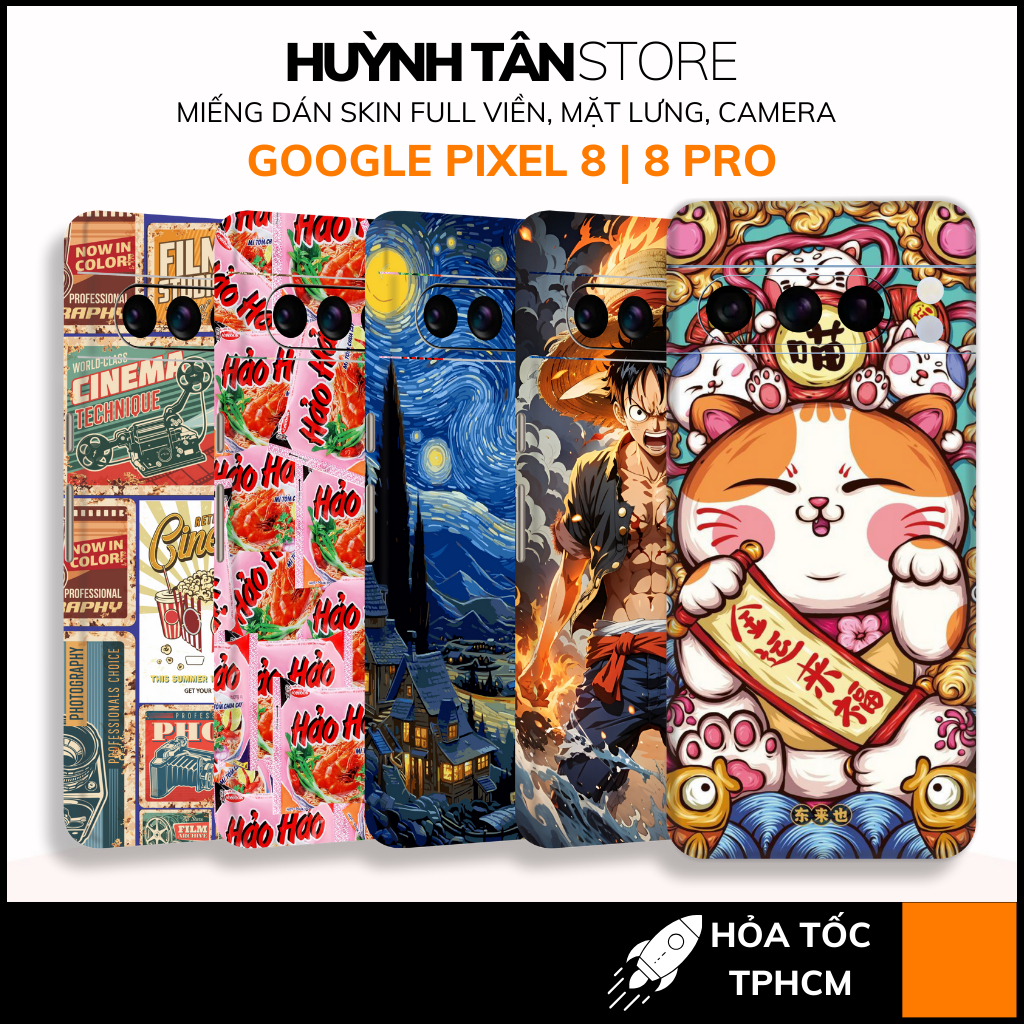 miếng dán skin google pixel 8 pixel 8 pro full viền mặt lưng camera in hình sắc nét phụ kiện huỳnh t