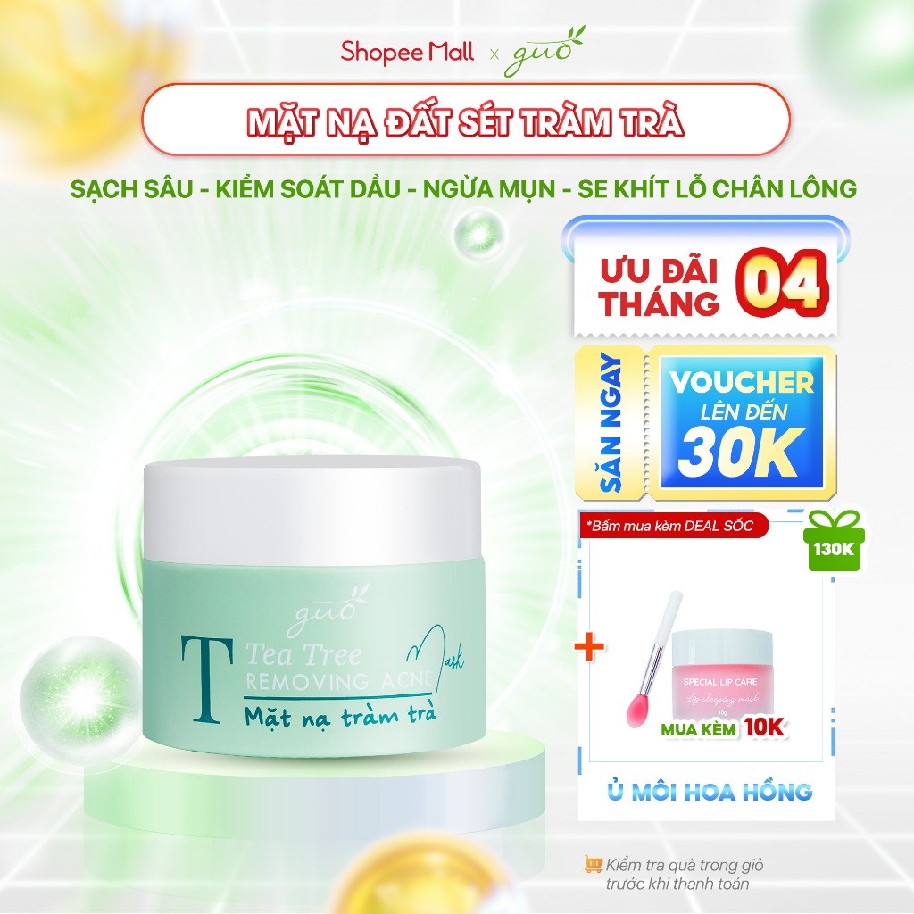 Mặt nạ đất sét tràm trà cải thiện mụn, sạch sâu, se khít lỗ chân lông - GUO Tea Tree Mask 50g