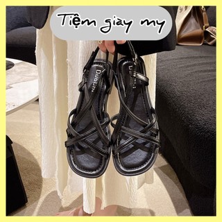 Sandal nữ quai mảnh đan chéo đế bệt phong cách Hàn quốc xinh xắn