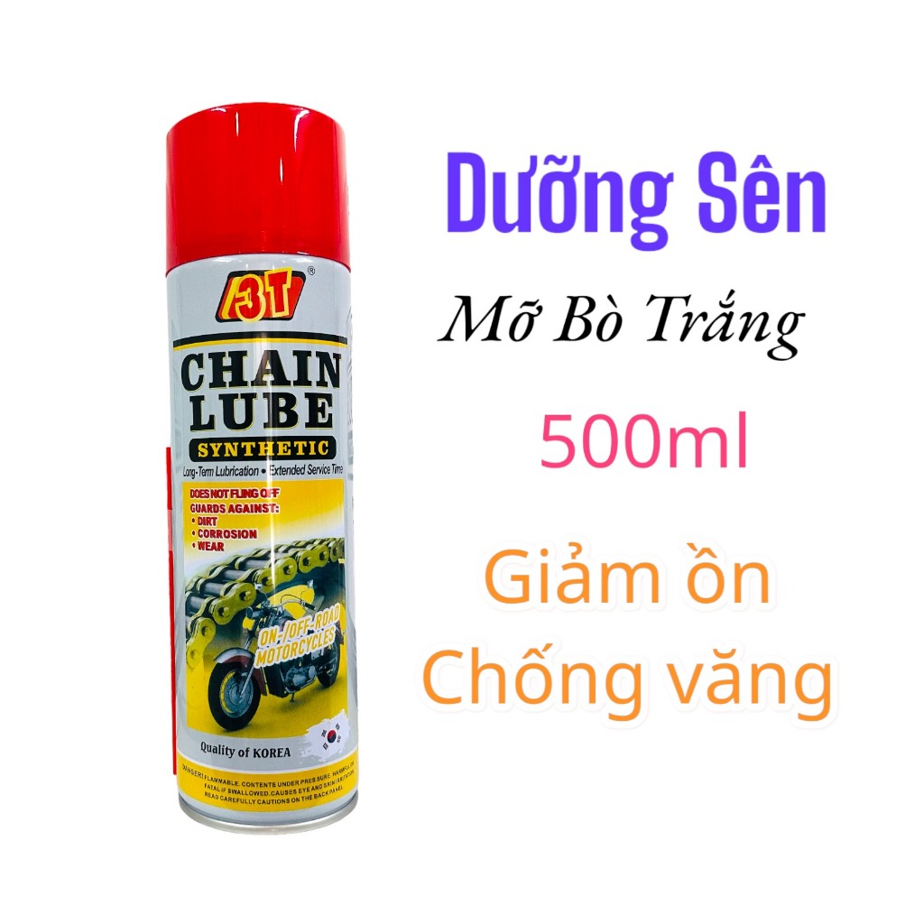 Chai Dưỡng Sên Mỡ Bò Trắng Chain Lube 3T 500ml Bảo Dưỡng Xích Bôi Trơn Giảm Ồn và Chống Văng