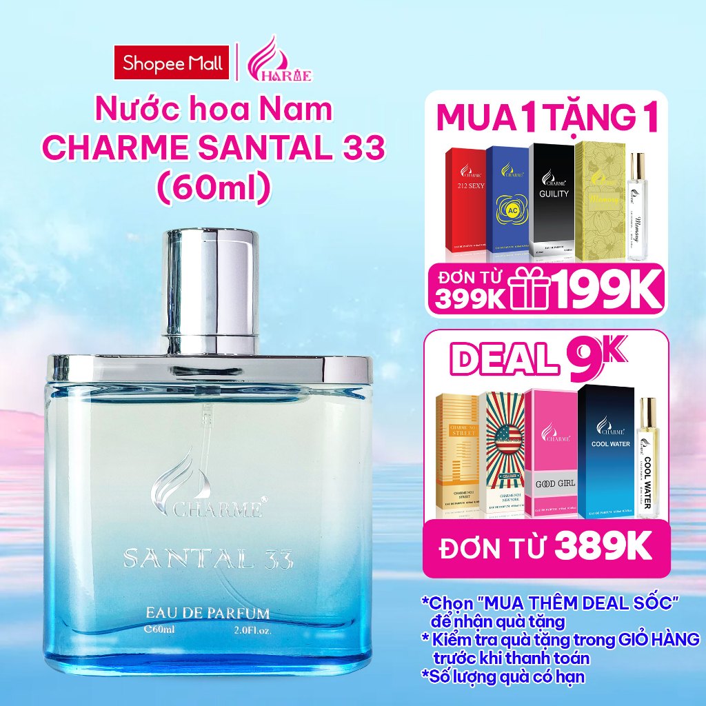 Nước Hoa Nam CHARME SANTAL33 60ml Nam Tính, Sang Trọng_Nước Hoa Chính Hãng Lưu Hương Lâu