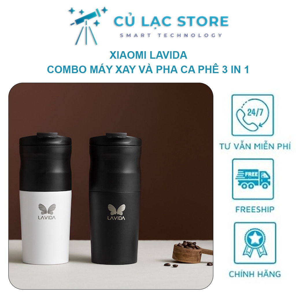 [XIAOMI LAVIDA] Máy xay cà phê đa năng 3 in1 tích hợp màng lọc coffee và cốc inox cách nhiệt cao cấp