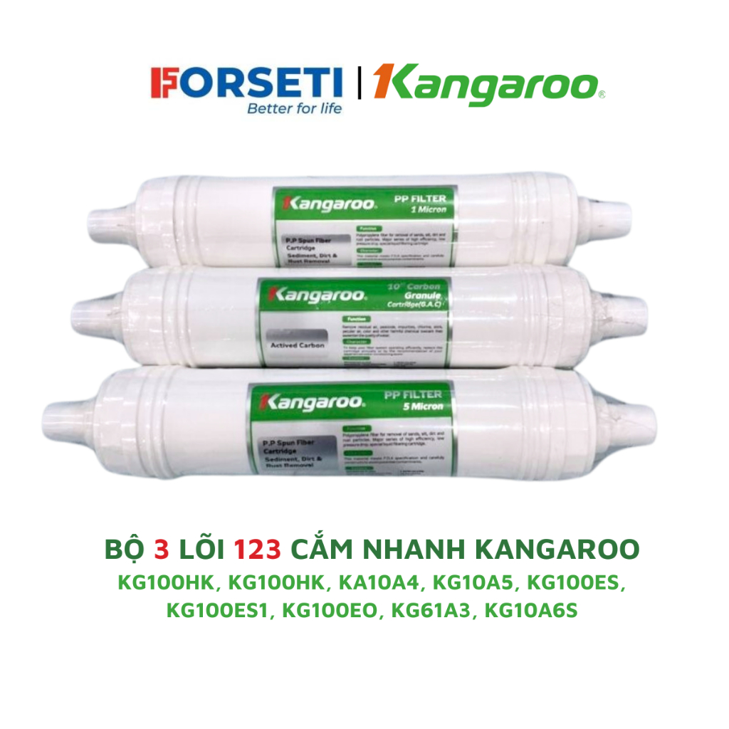 Bộ lõi lọc nước 123 Kangaroo đúc liền (Lõi HK) dùng cho model KG10A4VTU; KG100HK; KG100ES; KG100EO; KG10A4