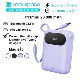 Pin sạc dự phòng mini tích hợp dây sạc nhanh  Rockspace Y11 22.5w dung lương 20000mAh chính hãng bảo hành 1 năm