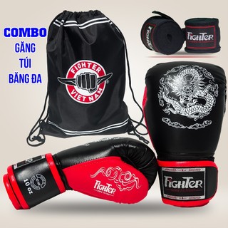 Combo Găng Boxing Fighter Dragon - Băng Quấn Tay - Túi Đựng - Tiết kiệm