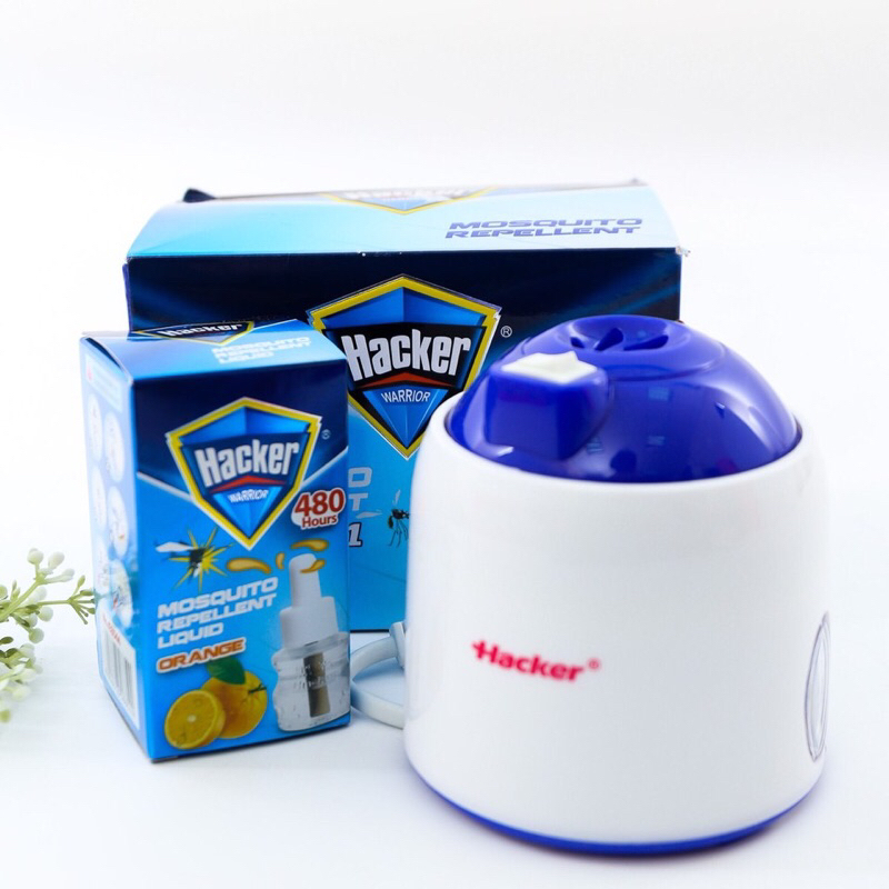 Máy đuổi muỗi hacker, tinh dầu hacker, parpar (tặng kèm lọ tinh dầu hacker 480h)
