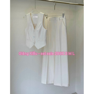Giáng Kiểu bộ áo ghi lê quần suông