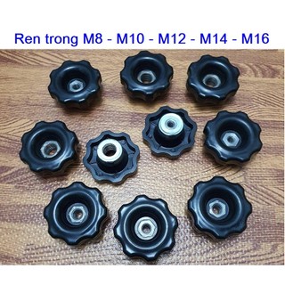 (Giá 2 Cái) Núm vặn 8 cánh đường kính ngoài 68mm, ren trong M8, M10, M12, M14, M16
