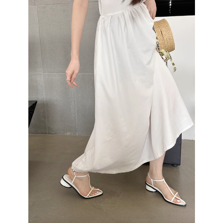 Giày sandals quai mảnh mũi nhọn đa năng phong cách Hàn Quốc, Giày sandal đế vuông 3 phân