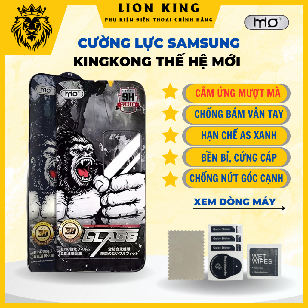 Kính Cường Lực Samsung A13 / A23 - Cường Lực Samsung KingKong Mo Thế Hệ Mới Chống Vân Tay - Lion King