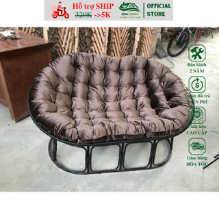 Ghế thư giãn papasan giả mây đôi bầu dục 1m6 và 1m8