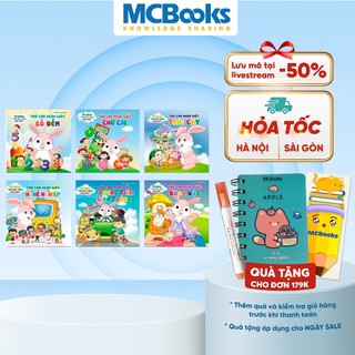 Sách - combo 6 cuốn tủ sách vui học - thỏ con nhận biết: nghề nghiệp, số đếm, chữ cái, giao thông, động vật, trái cây