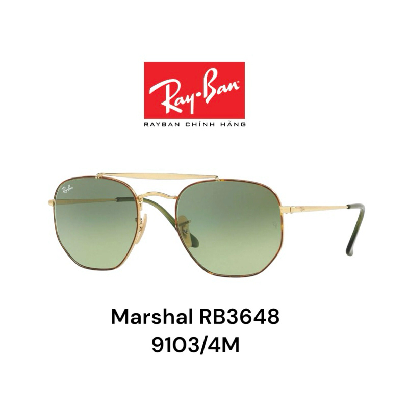 [Chính hãng] Kính RayBan Marshal RB3648 9103/4M green chống tia Uv, Kính mát RayBan Nam Nữ ELEGANCE SHOP