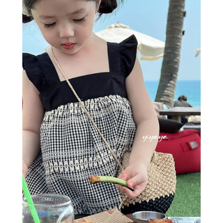 𝒀𝑰𝒀𝑨𝒀𝑨 𝑲𝑰𝑫𝑺  (Y1220) - Váy yếm caro ren thêu