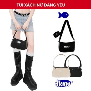 Túi xách nữ đeo chéo kẹp nách DKMV màu đen, kem chất liệu canvas, dù thời trang basic Hobo Bag I K-B08 & K-B31