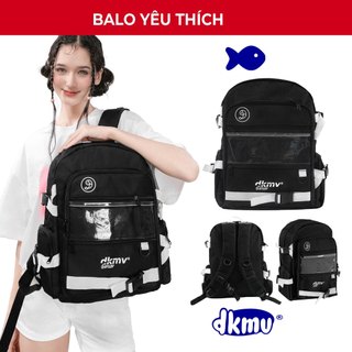Balo nữ đi học màu đen canvas DKMV Logo Plastic Backpack | K-P6