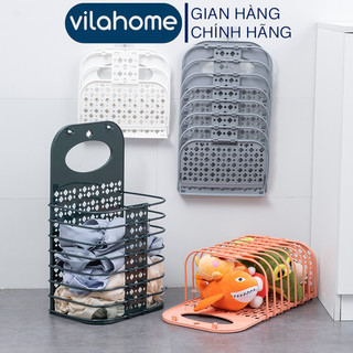 Giỏ nhựa gấp gọn vilahome, giỏ nhựa đựng quần áo đa năng treo tường, treo cạnh máy giặt 3379