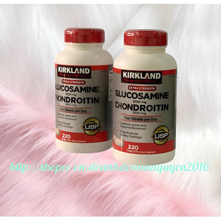 (Combo 2 chai ) Viên Uống Bổ Khớp Kirkland Glucosamine 1500mg Chondroitin 1200mg - Hộp 220 Viên