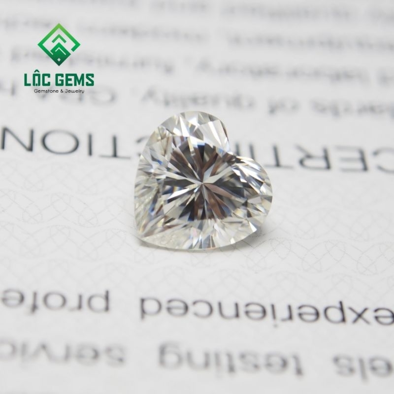 ( 4.0 - 7.5 mm) Kim cương Moissanite Hình Trái Tim nước D/FL - Giấy kiểm định GRA - Hàng Mỹ USA