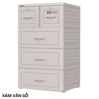 🚀 HOẢ TỐC 2H Tp.HCM 🚀 Tủ nhựa duy tân TABI 4 tầng 5 Ngăn - VÂN GỖ