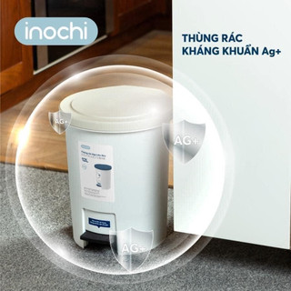 Thùng rác đạp tròn Inochi 6L, kháng khuẩn khử mùi Thân trong có quai inox chắc chắn