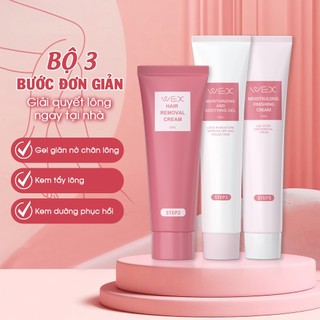 Combo kem tẩy lông WEX tẩy sạch lông tay chân nách vùng kín an toàn chính hãng hiệu quả nhanh chóng cho da nhạy cảm