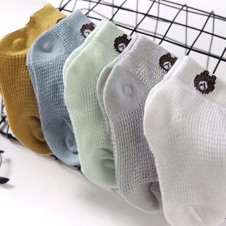 Sét 5 đôi tất lưới hình gấu cho bé tcn03